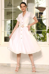 TIMELESS WHITE COTTON MIDI DRESS